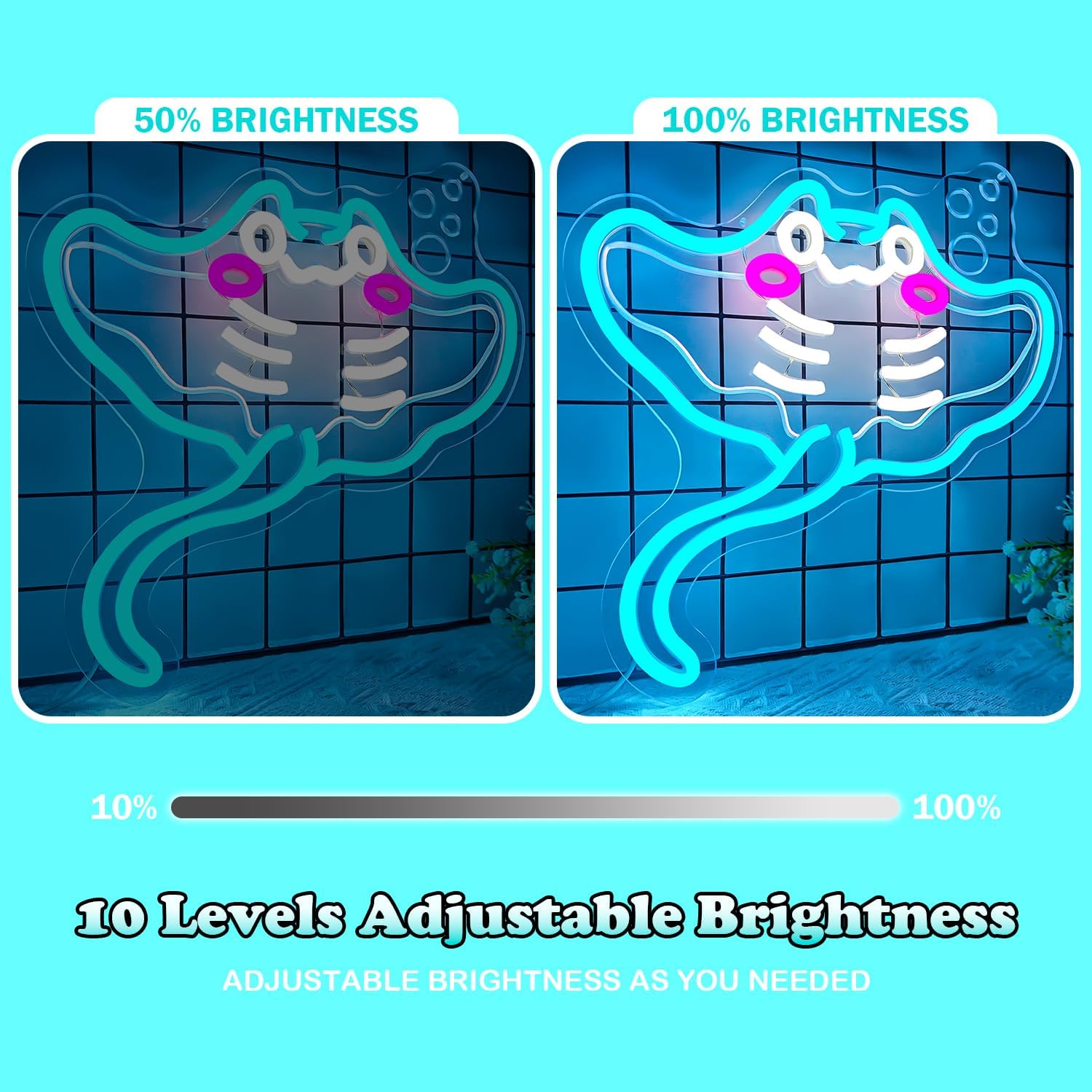Manta Ray neon sign – glowing LED wall decor shaped like ocean sea creature