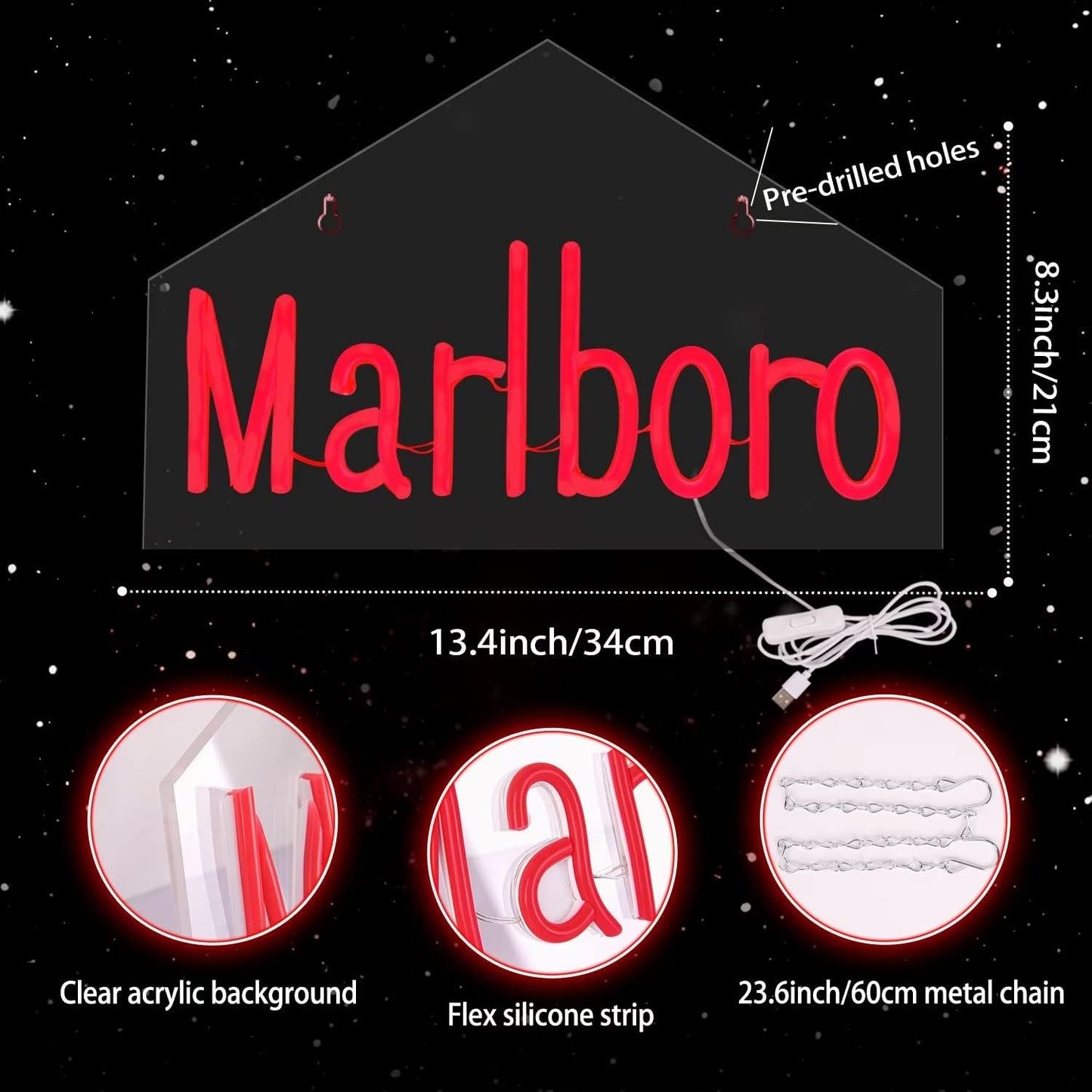 Marlbolo Glowing Neon Sign – Custom Neon Wall Art for Home or Business Decor - Deen neon
