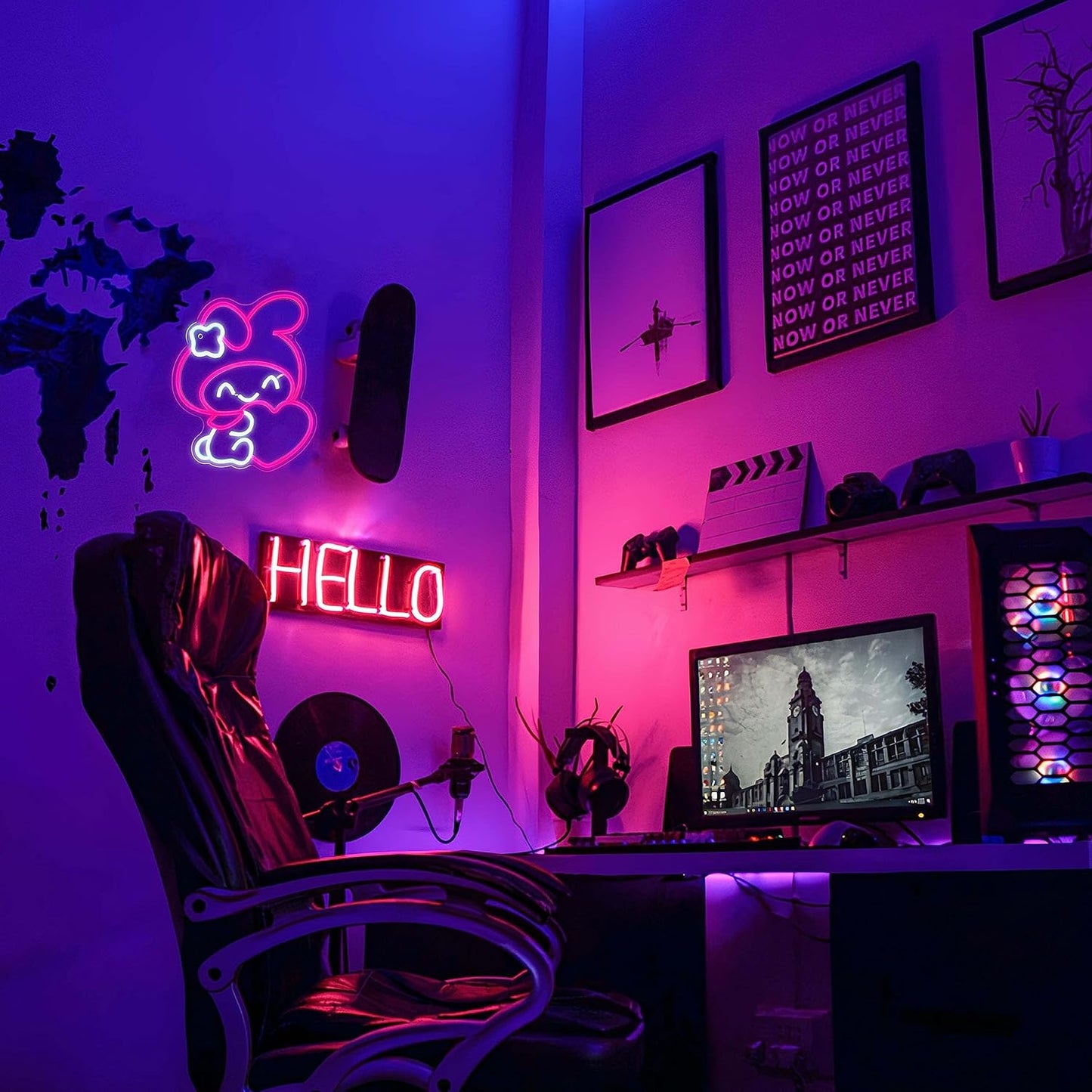 Cute Sanrio Melody neon light decoration for bedroom, soft glow LED lighting