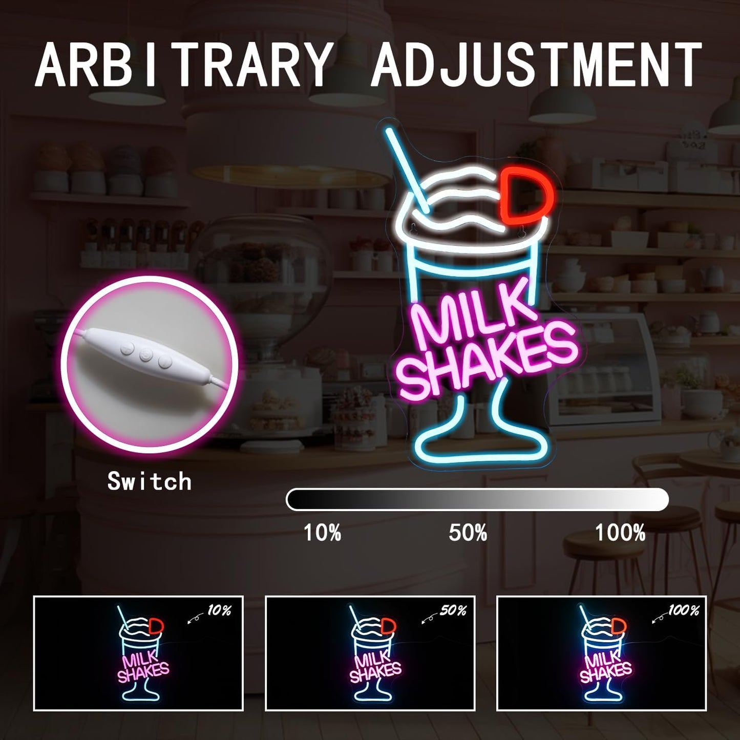Milk Shakes Neon Sign – LED Milkshake Light for Home & Café Decor