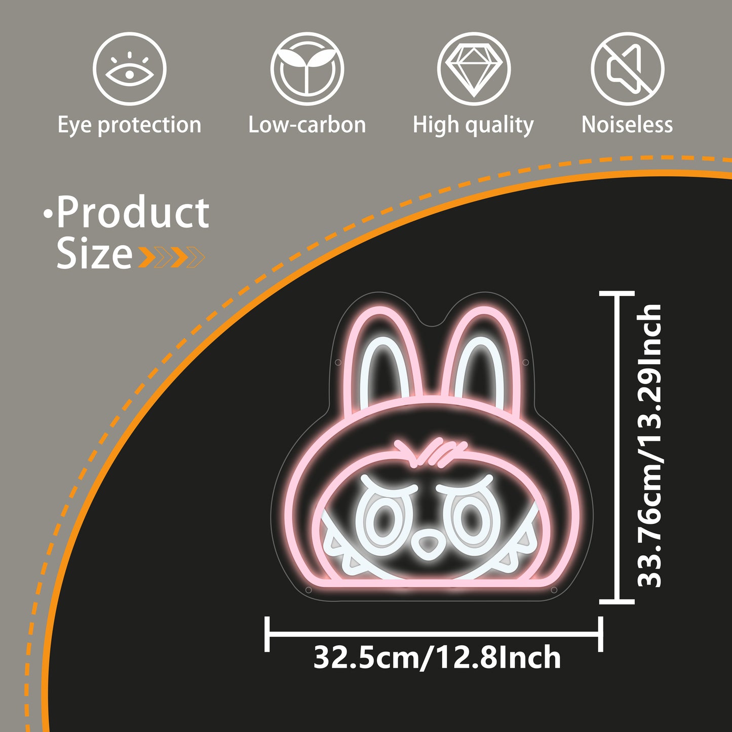Mokoko LED neon light shaped like Pop Mart’s angry cute character