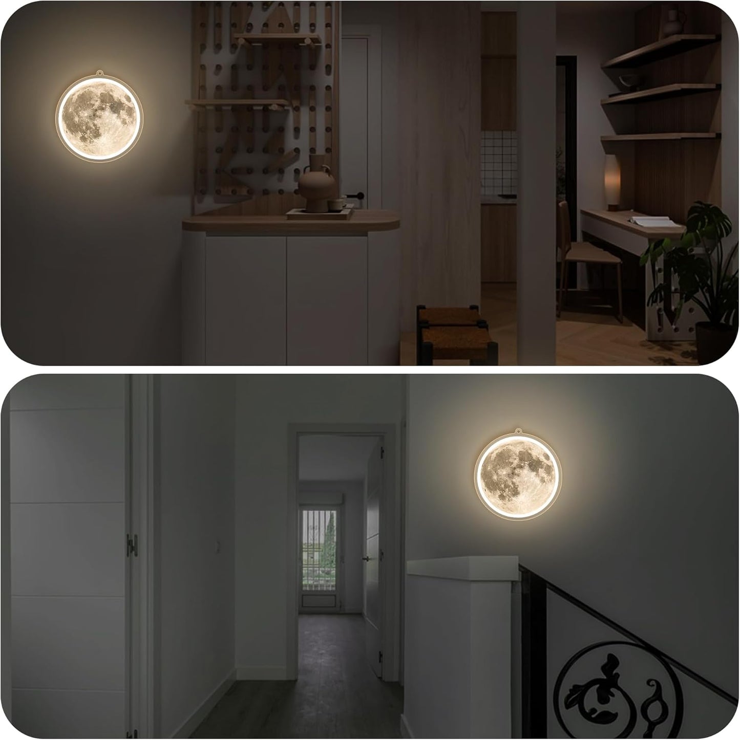 Moon-shaped neon sign with realistic UV-printed lunar surface for space-themed room decor