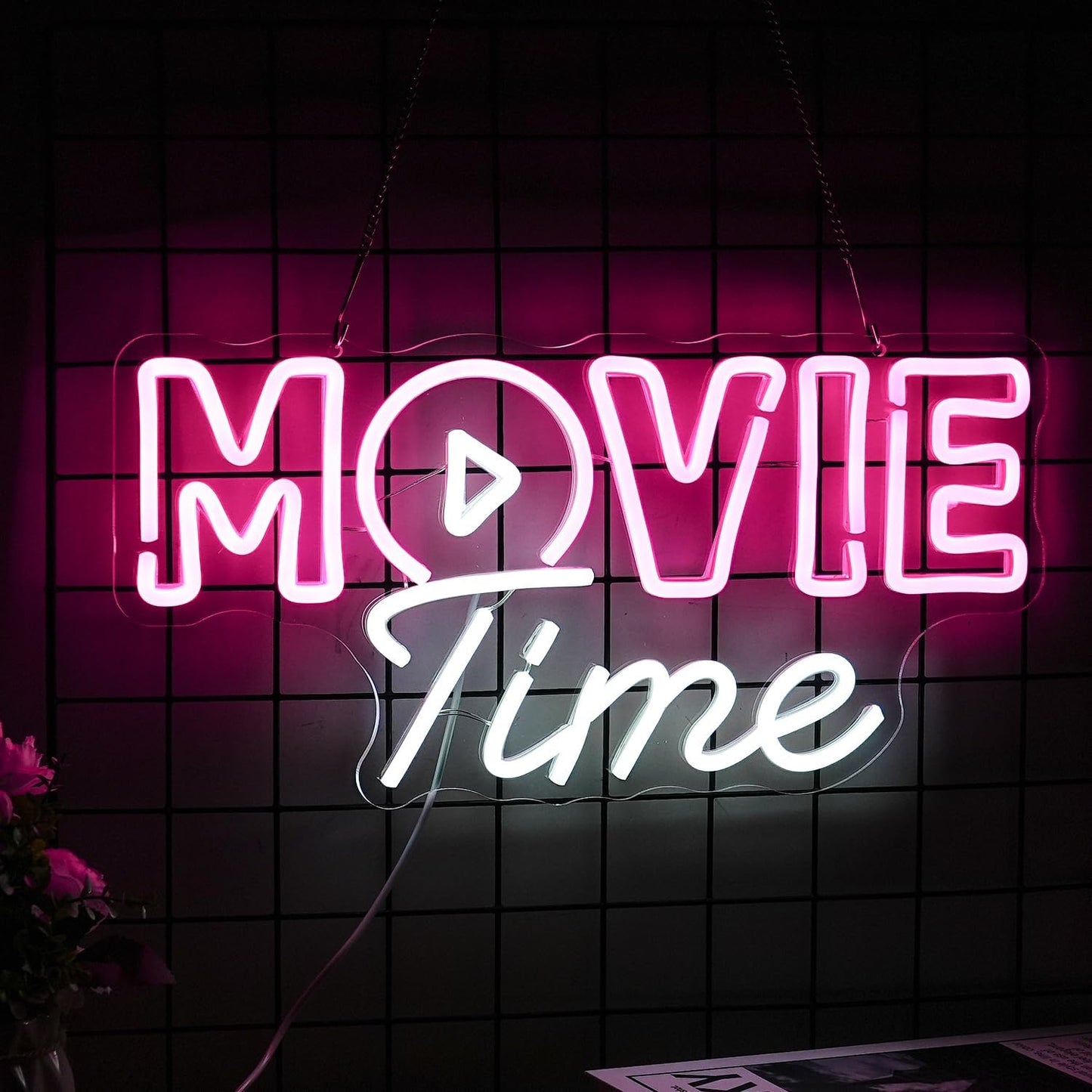 Movie Time Neon Sign – LED Wall Light for Home Theater & Entertainment Room Decor