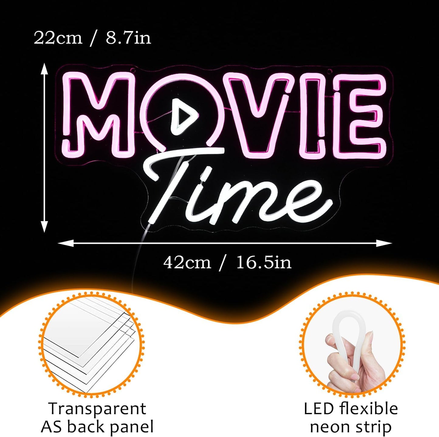 Movie Time Neon Sign – LED Wall Light for Home Theater & Entertainment Room Decor
