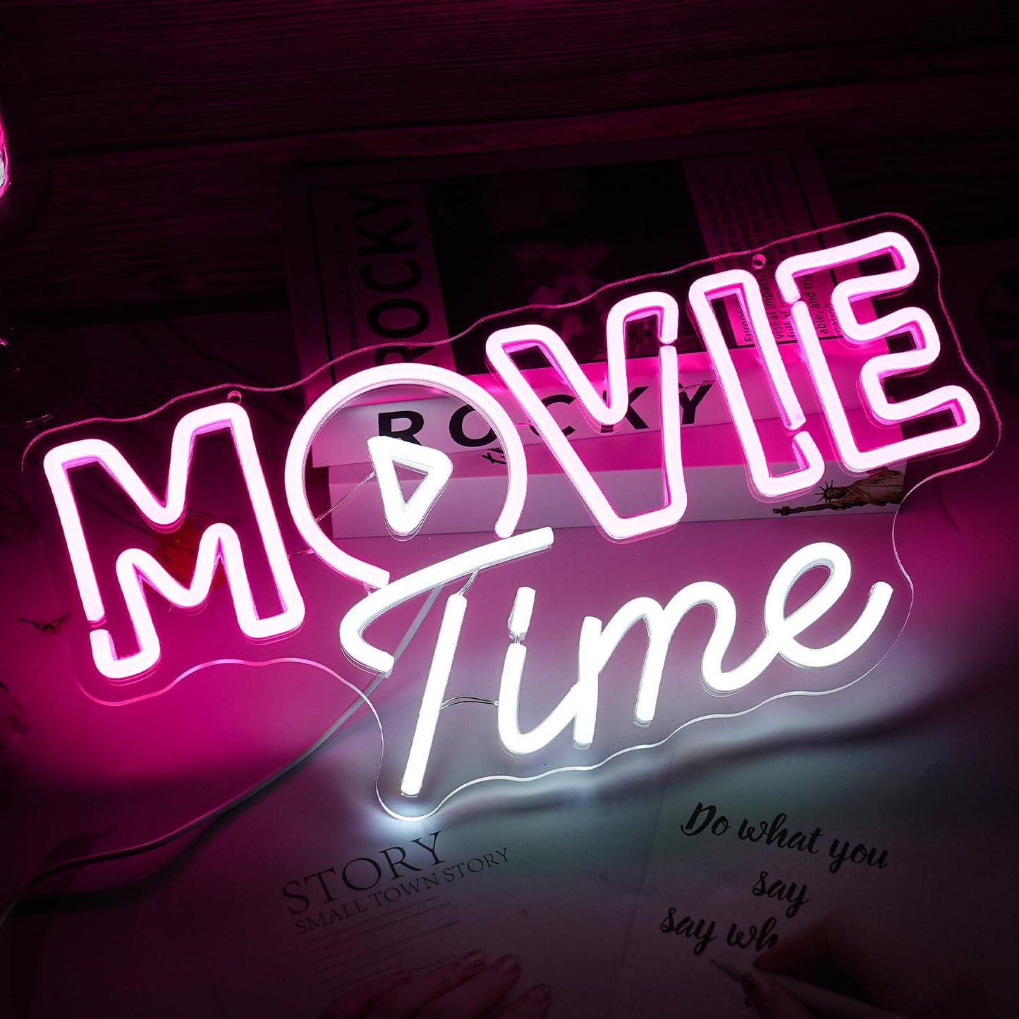 Movie Time Neon Sign – LED Wall Light for Home Theater & Entertainment Room Decor