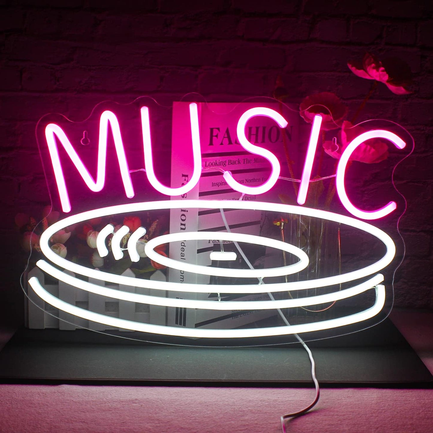 MUSIC Neon Sign - LED Vinyl Record Wall Light for Home, Bar & Studio Decor - Deen neon