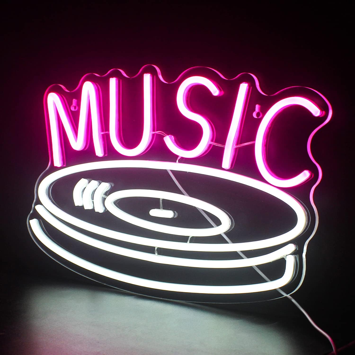 MUSIC Neon Sign - LED Vinyl Record Wall Light for Home, Bar & Studio Decor - Deen neon