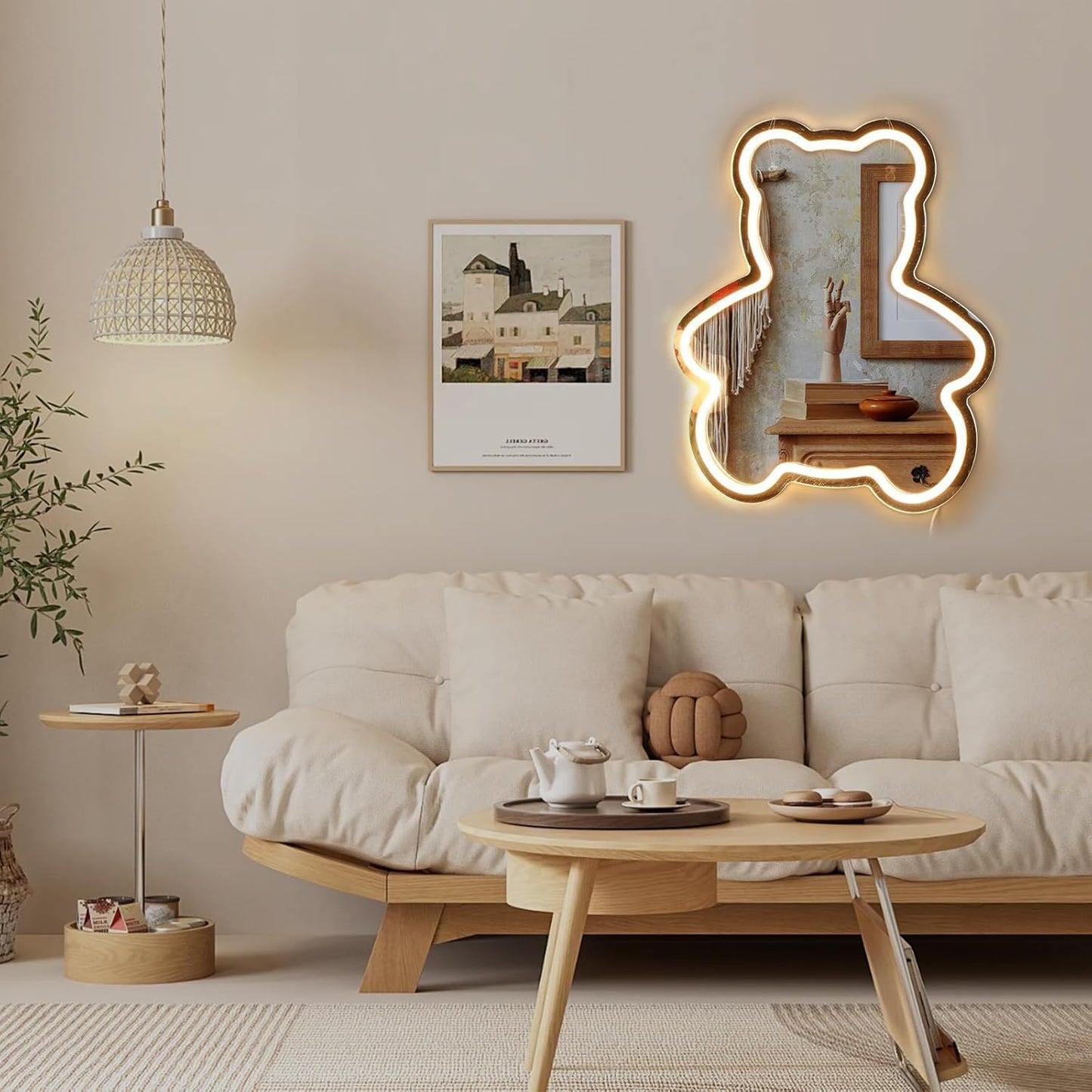 Cute Bear Neon LED Mirror Light - Aesthetic Wall Decor for Bathroom & Bedroom - Deen neon