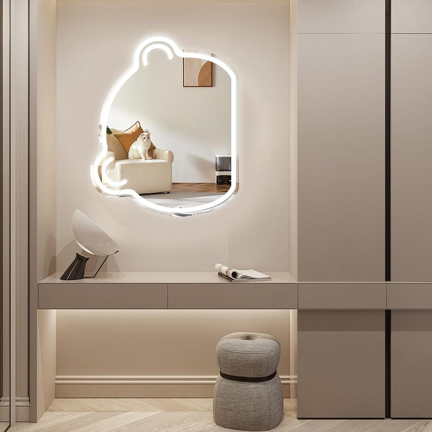 Cute Bear Neon LED Mirror Light - Aesthetic Wall Decor for Bathroom & Bedroom - Deen neon