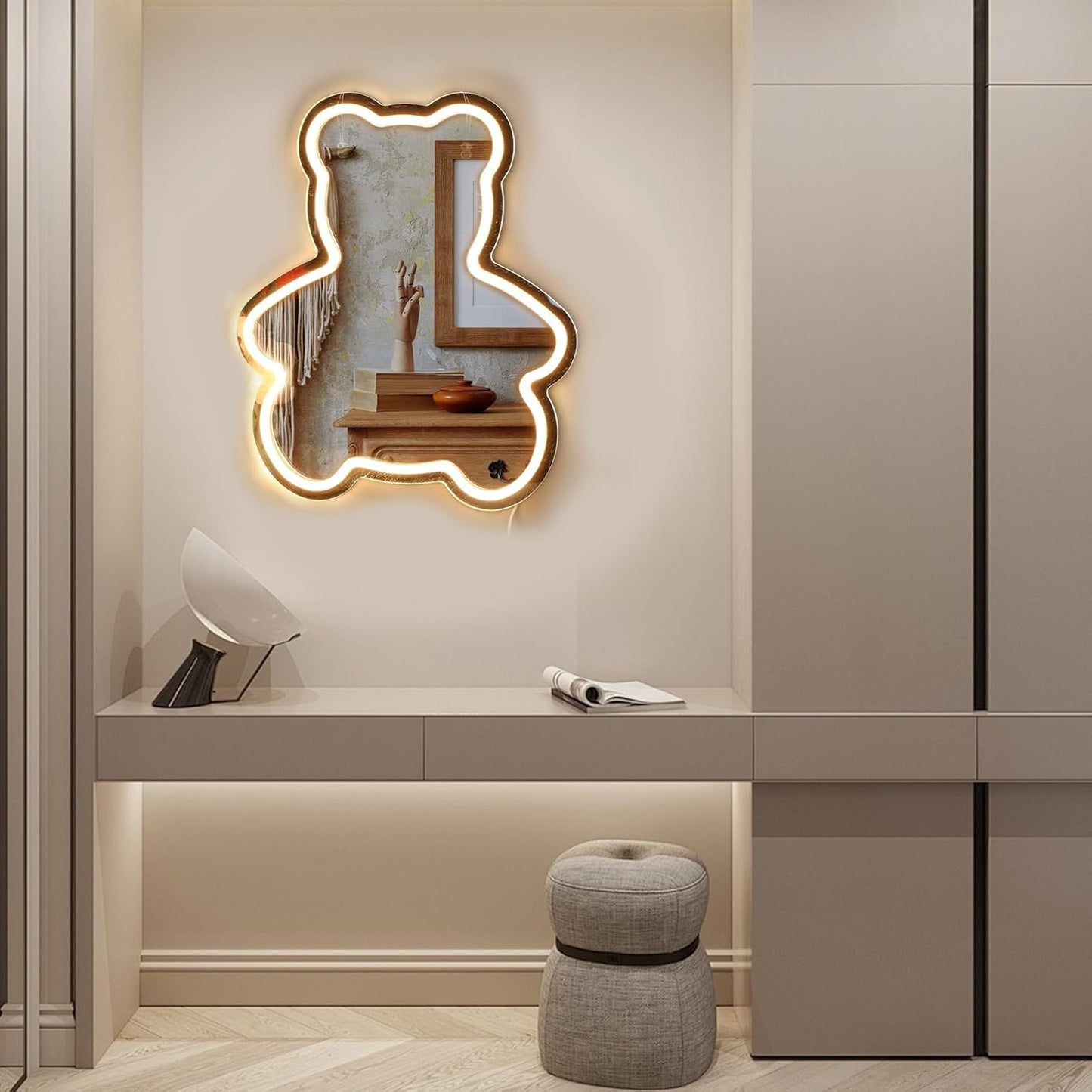 Cute Bear Neon LED Mirror Light - Aesthetic Wall Decor for Bathroom & Bedroom - Deen neon
