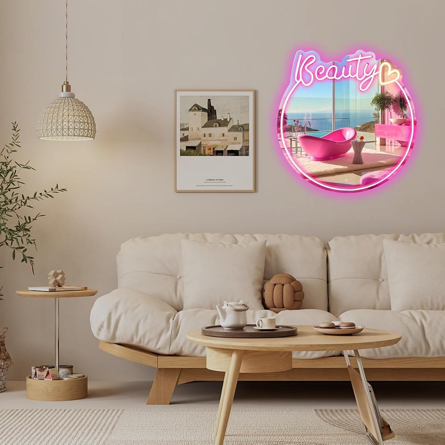 Neon Beauty Sign - 16" LED Mirror Light for Bathroom & Bedroom Decor - Deen neon