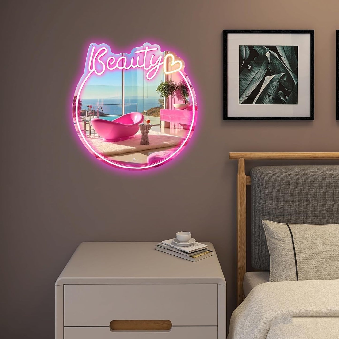 Neon Beauty Sign - 16" LED Mirror Light for Bathroom & Bedroom Decor - Deen neon