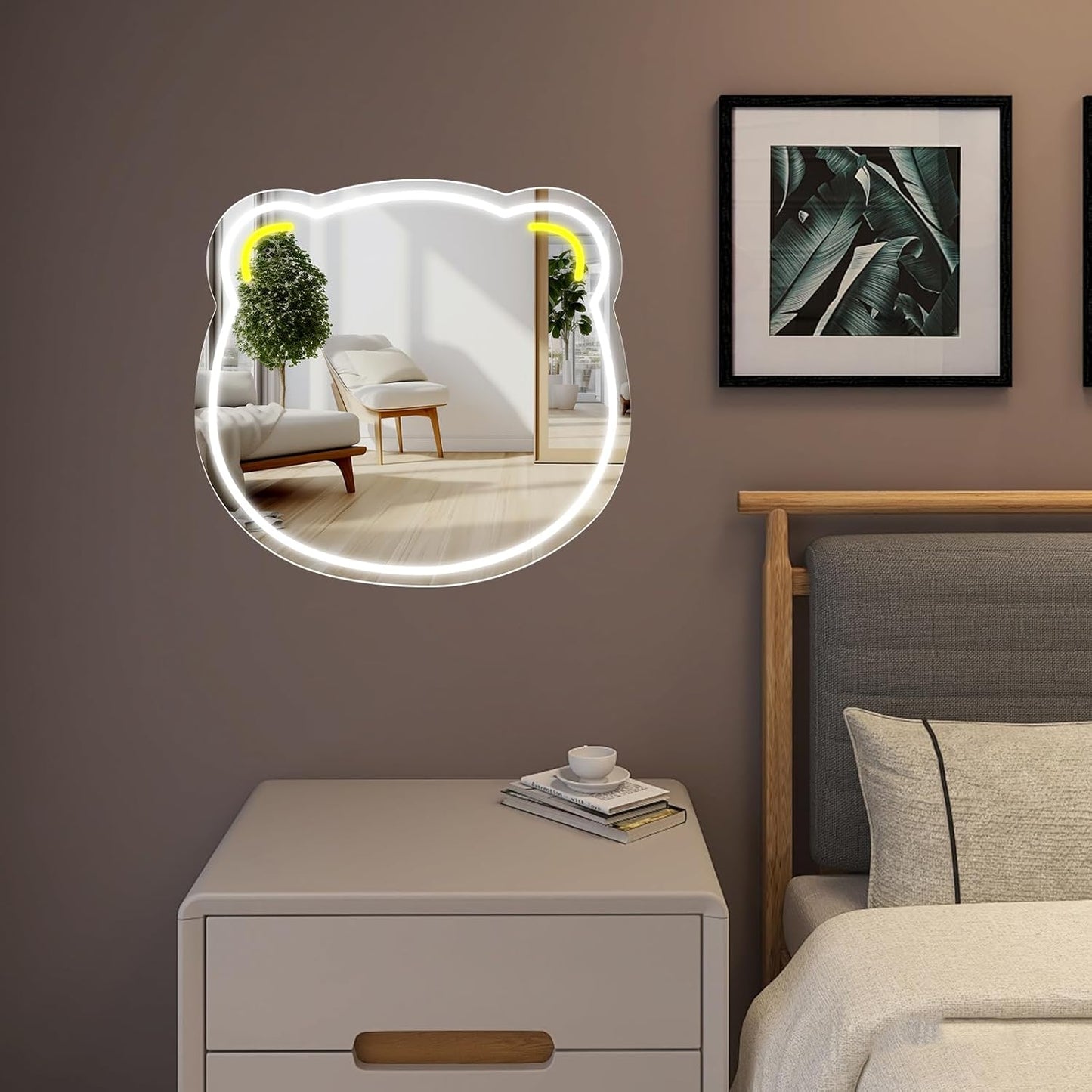 Cat Head Neon LED Mirror Light - Cute Aesthetic Wall Decor for Bathroom & Bedroom - Deen neon
