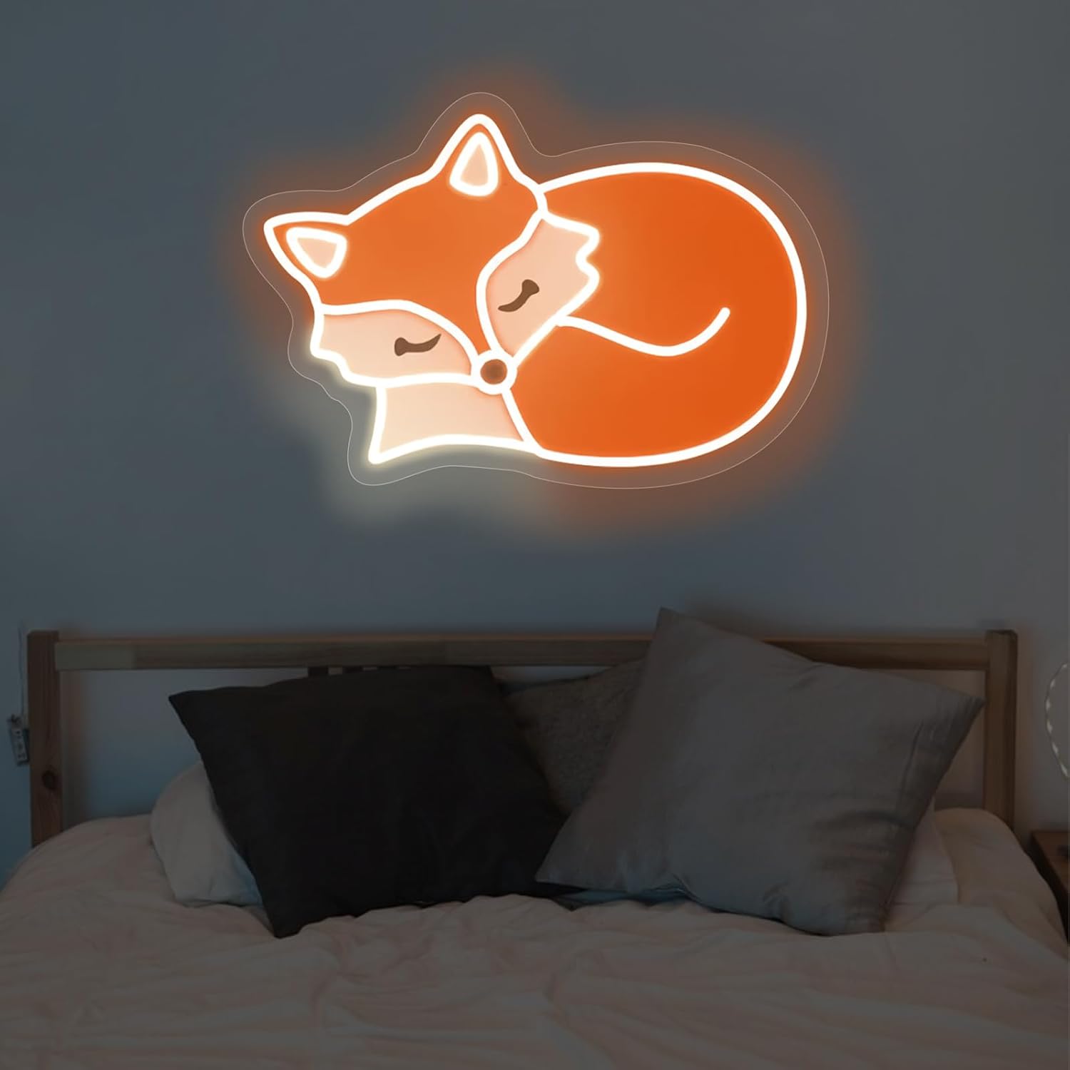 Glowing neon fox light wall decor – LED animal sign for home and kids room