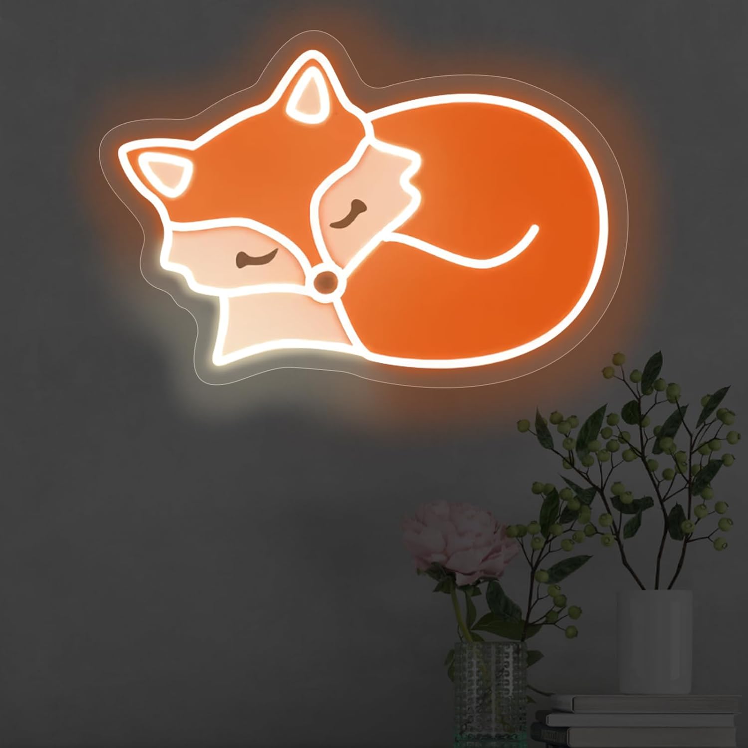 Glowing neon fox light wall decor – LED animal sign for home and kids room