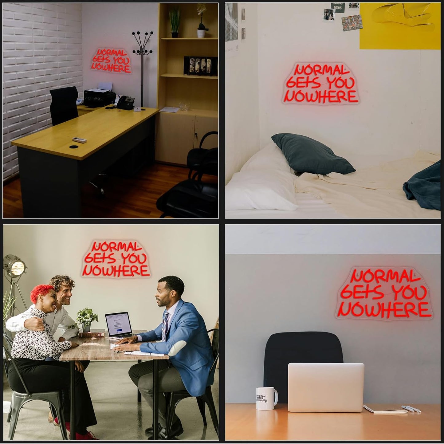 Motivational LED quote wall decor for office or studio