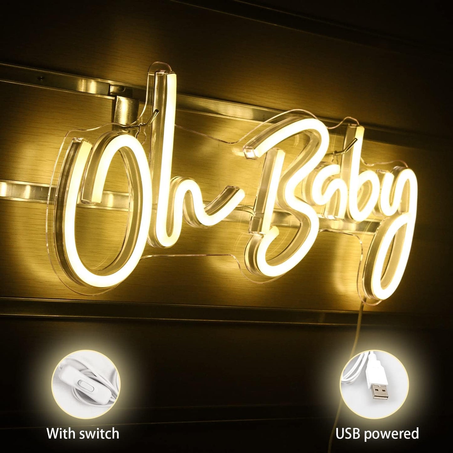 Oh Baby Neon Sign - LED Wall Light for Baby Shower, Nursery & Party Decor - Deen neon