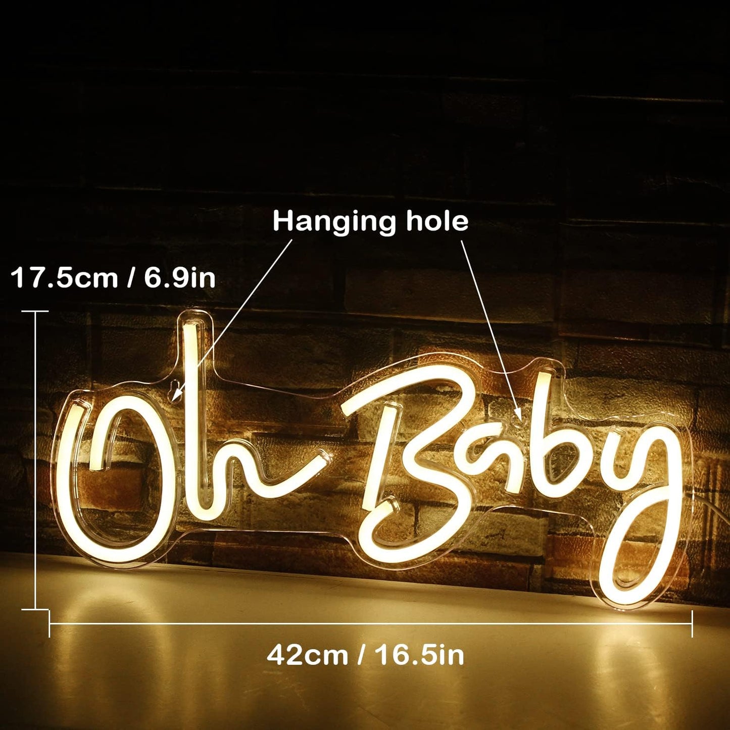 Oh Baby Neon Sign - LED Wall Light for Baby Shower, Nursery & Party Decor - Deen neon