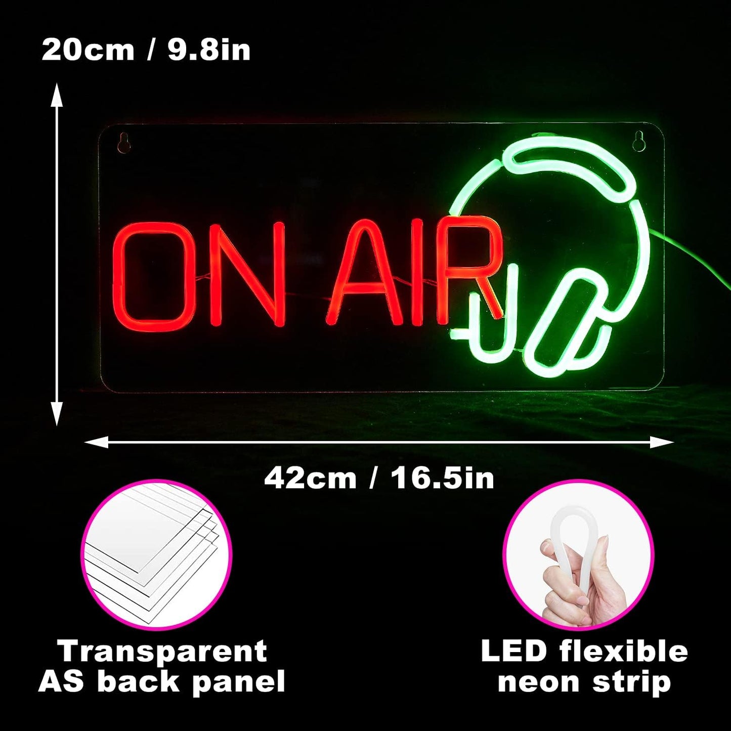 ON AIR Headphones Red Neon Sign – Studio & Podcast Room Décor - Deen neon