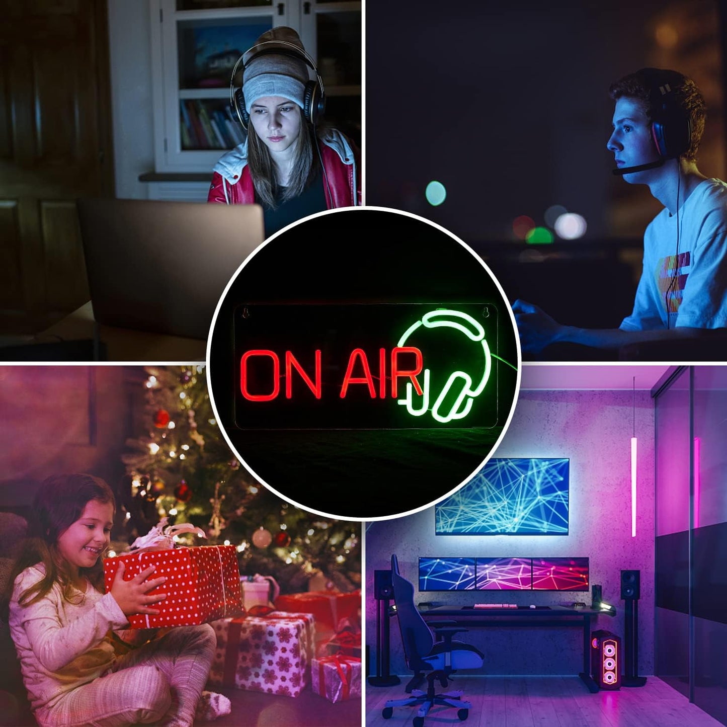 ON AIR Headphones Red Neon Sign – Studio & Podcast Room Décor - Deen neon