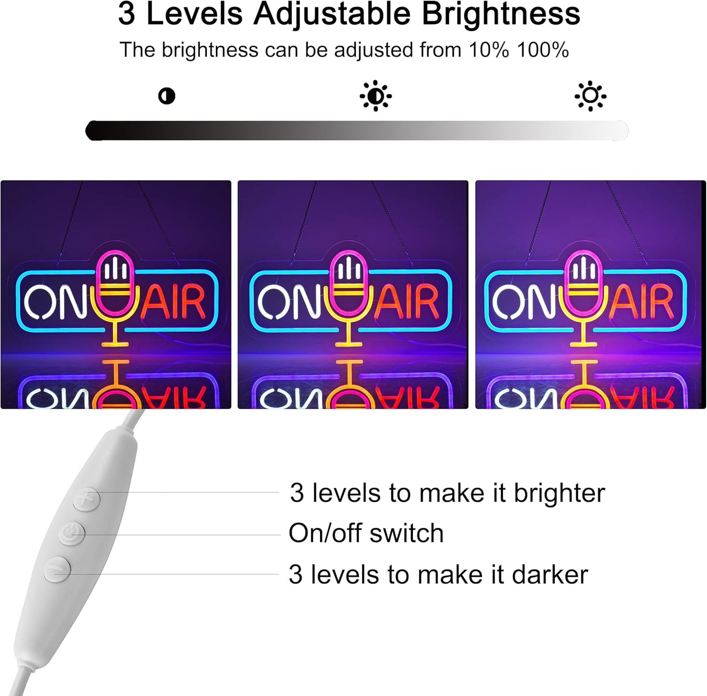 On Air Neon Sign - LED Microphone Light for Podcast, Studio & Live Streaming Decor - Deen neon
