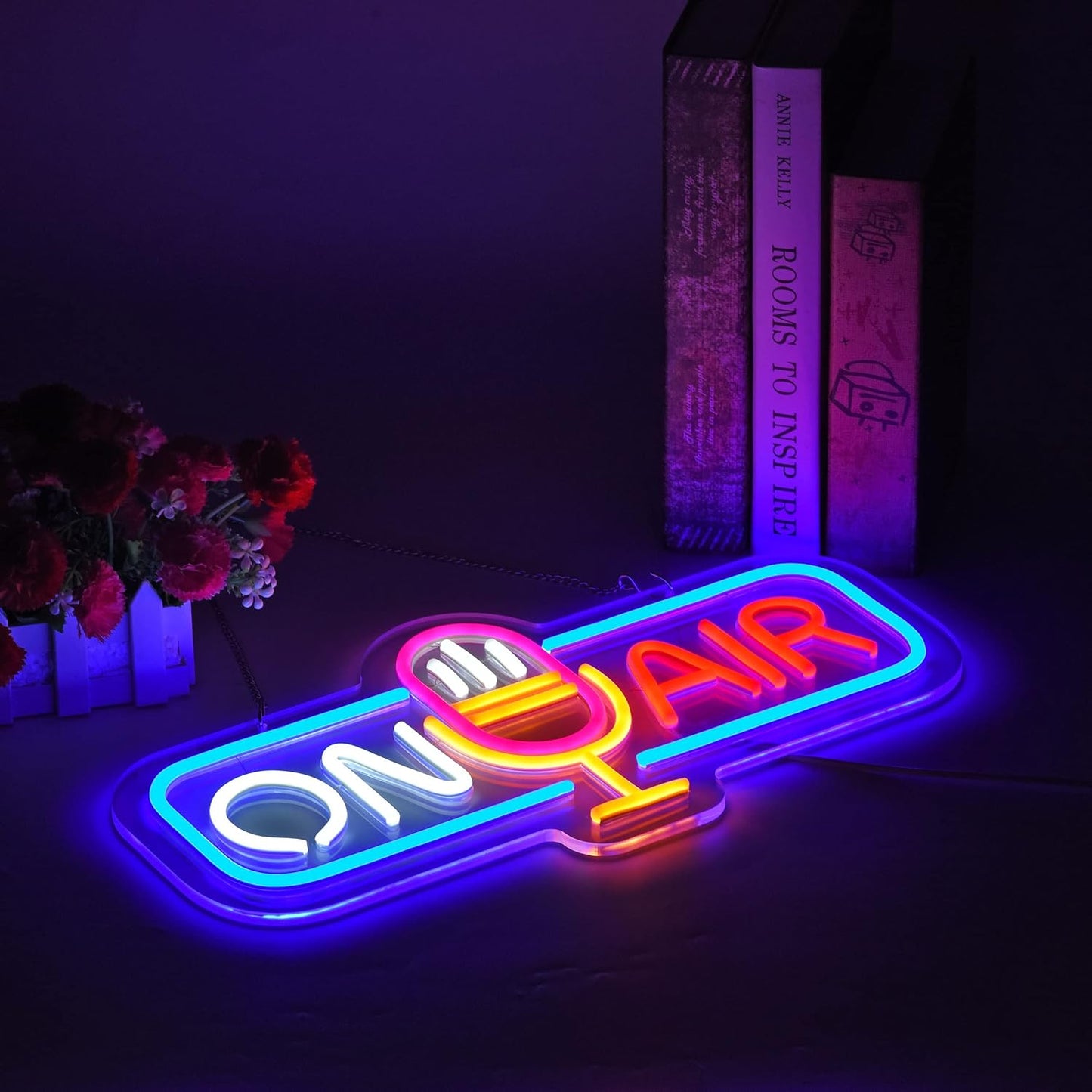 On Air Neon Sign - LED Microphone Light for Podcast, Studio & Live Streaming Decor - Deen neon