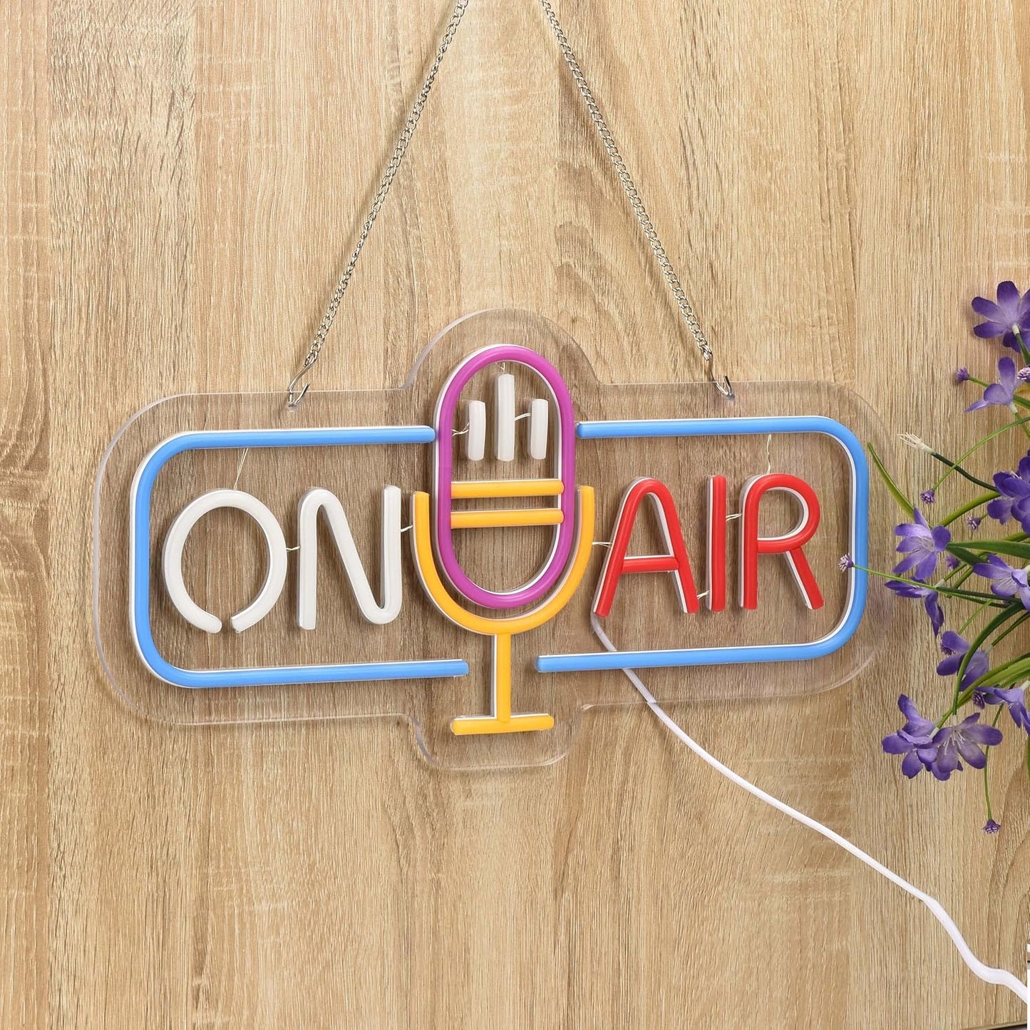 On Air Neon Sign - LED Microphone Light for Podcast, Studio & Live Streaming Decor - Deen neon