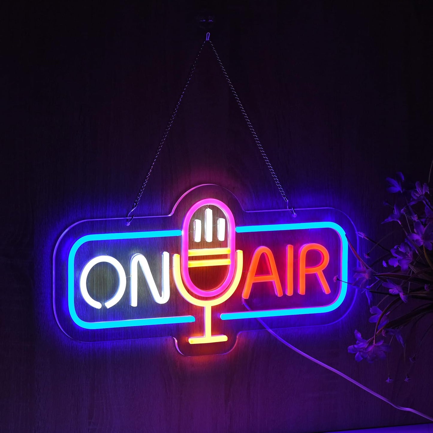 On Air Neon Sign - LED Microphone Light for Podcast, Studio & Live Streaming Decor - Deen neon