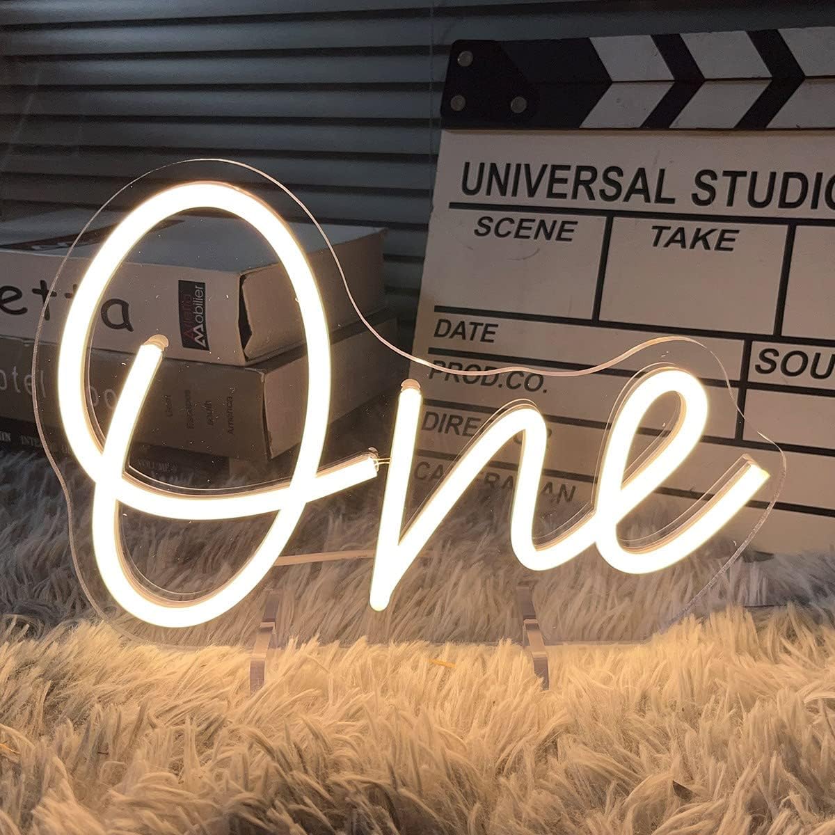 ONE Neon Sign - White LED Birthday Decoration Light for 1st Birthday Party & Baby Shower - Deen neon