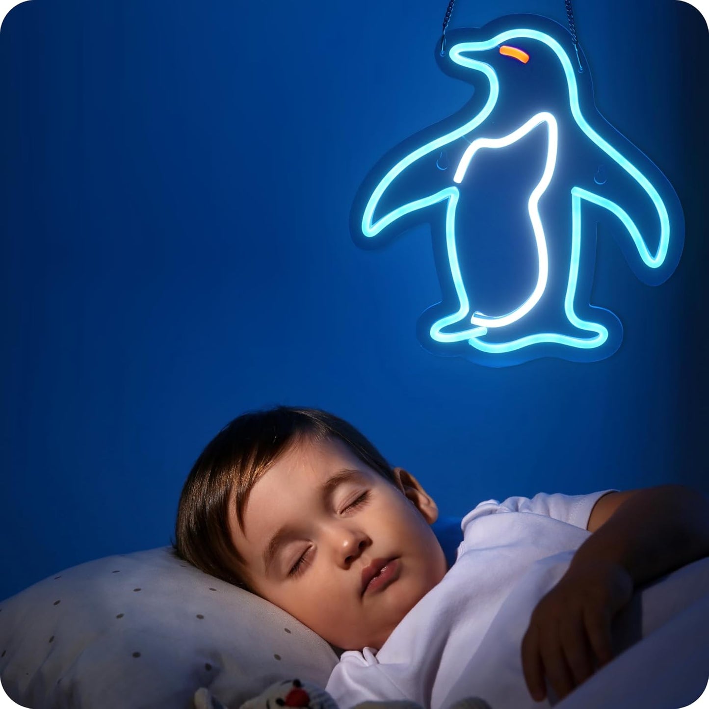 Cute open arms penguin LED neon sign for kids room or nursery wall decor