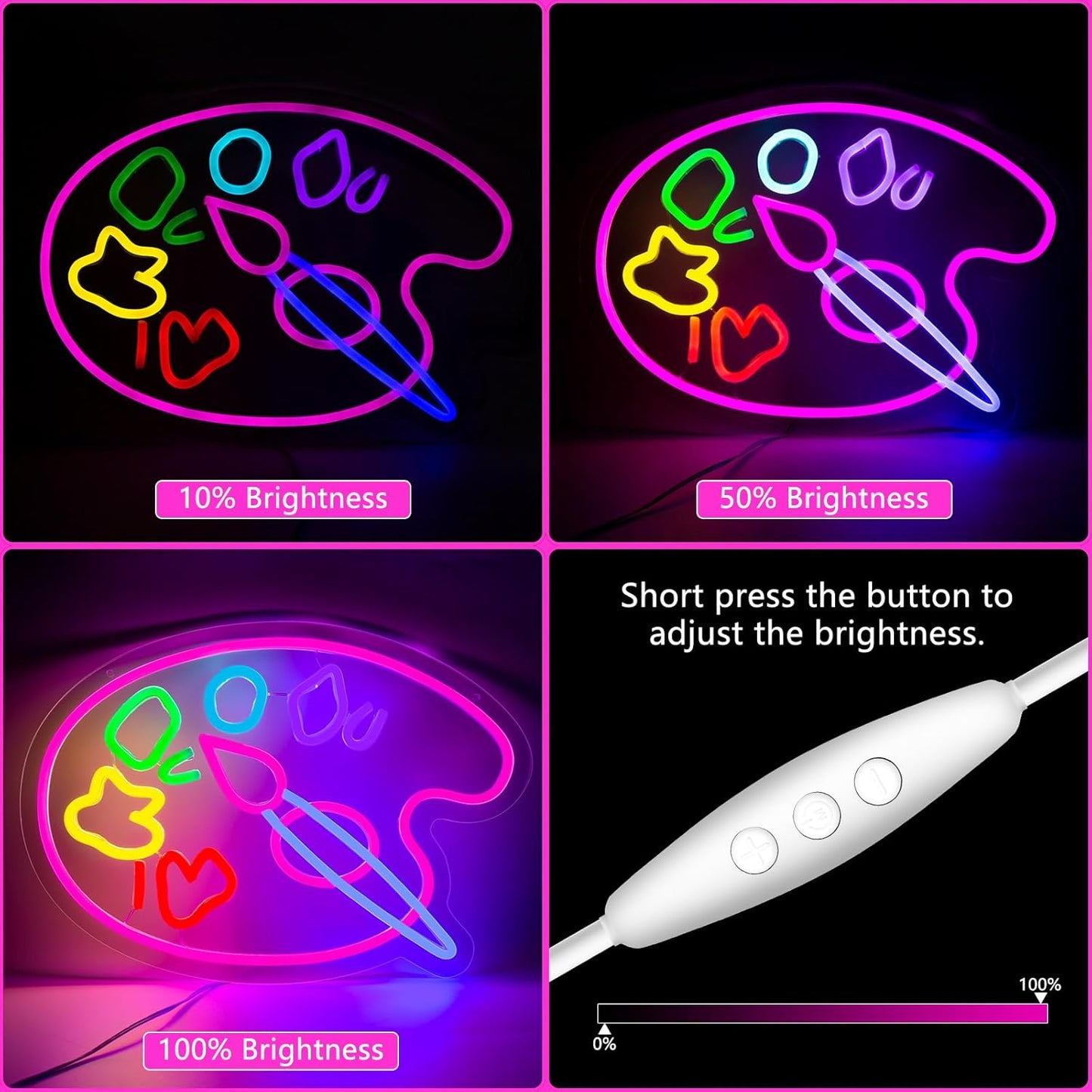 Painter’s palette neon sign LED light for artists, studios, and creative spaces