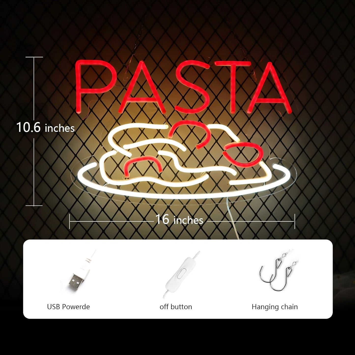 PASTA Neon Sign - LED Wall Light for Italian Restaurant & Kitchen Decor