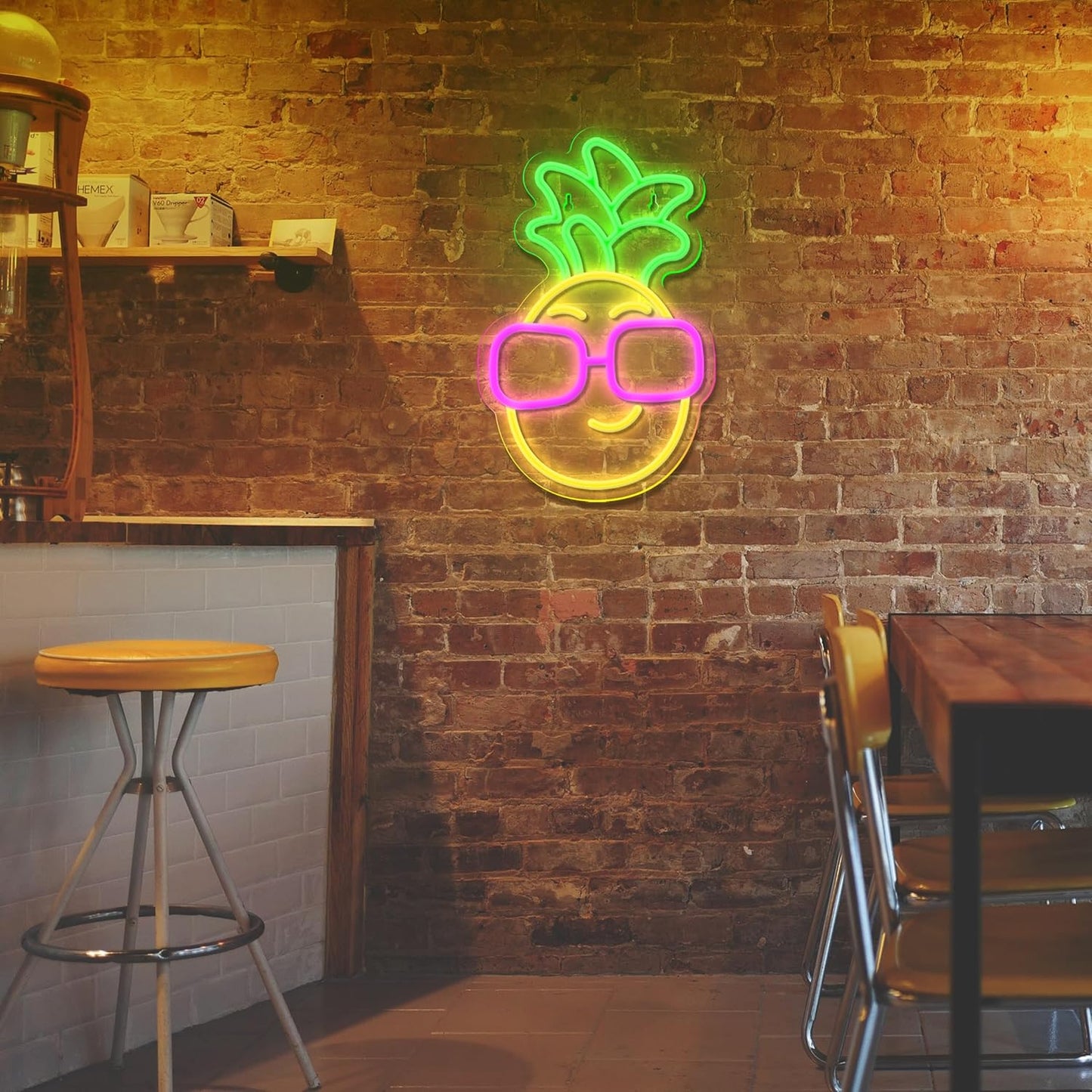 Pineapple Neon Sign with Sunglasses – Fun LED Light for Home & Bar Decor