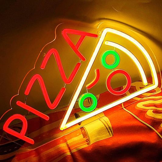Pizza Neon Sign – LED Wall Light for Kitchen, Restaurant, Bar & Game Room Decor - Deen neon