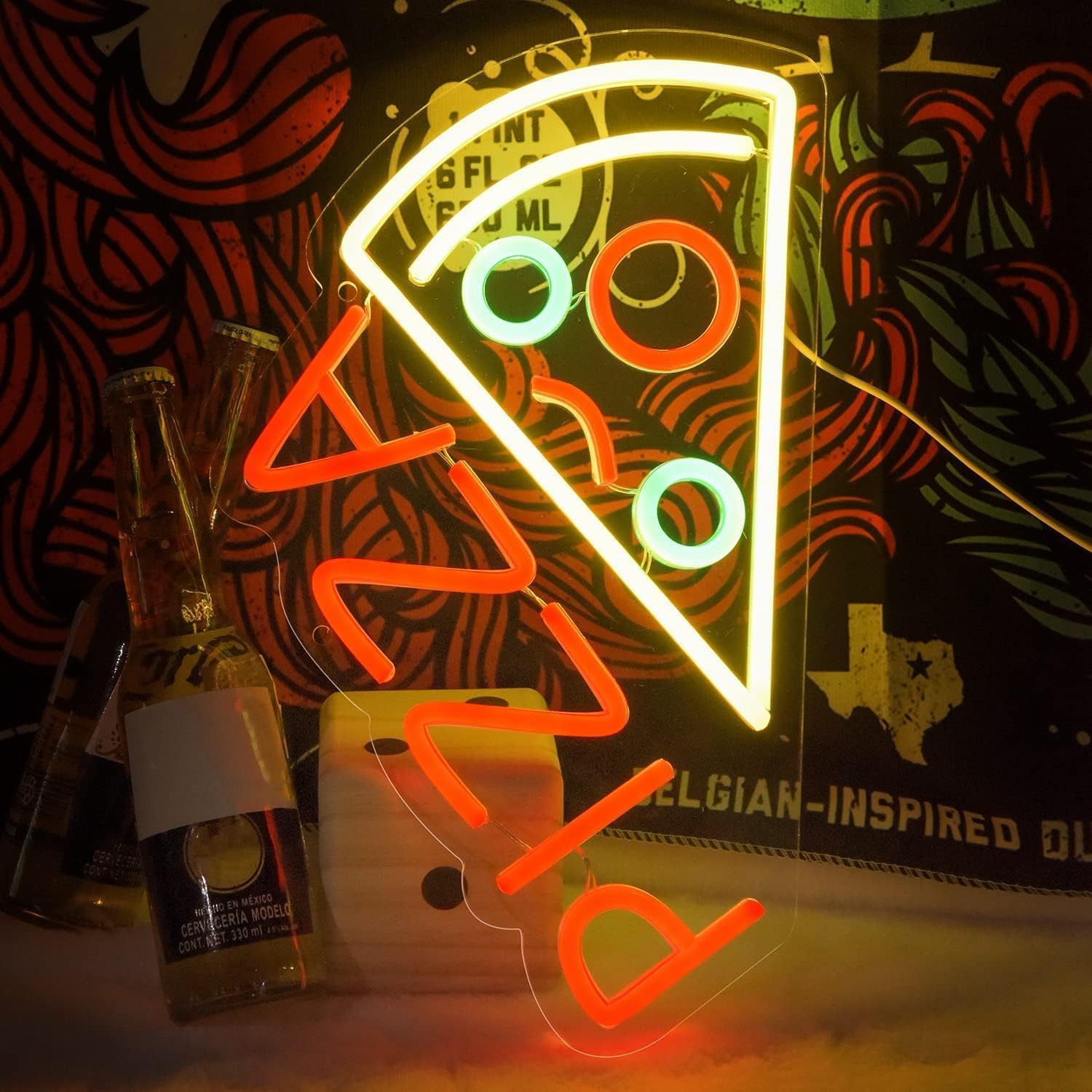 Pizza Neon Sign โ LED Wall Light for Kitchen, Restaurant, Bar & Game Room Decor - Deen neon