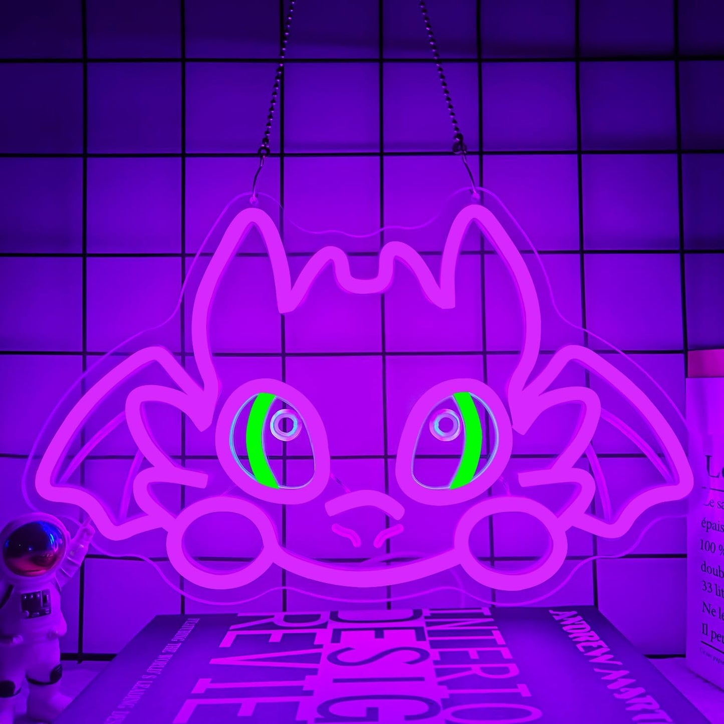 Purple cute bat neon sign LED light for kids room or Halloween wall decor