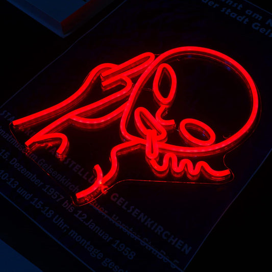 Red Alien Neon Sign - Middle Finger Smoking LED Wall Light for Bar & Man Cave - Deen neon