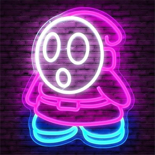 Shy Guy LED Neon Sign - Retro Gaming Wall Decor for Bedroom & Game Room - Deen neon