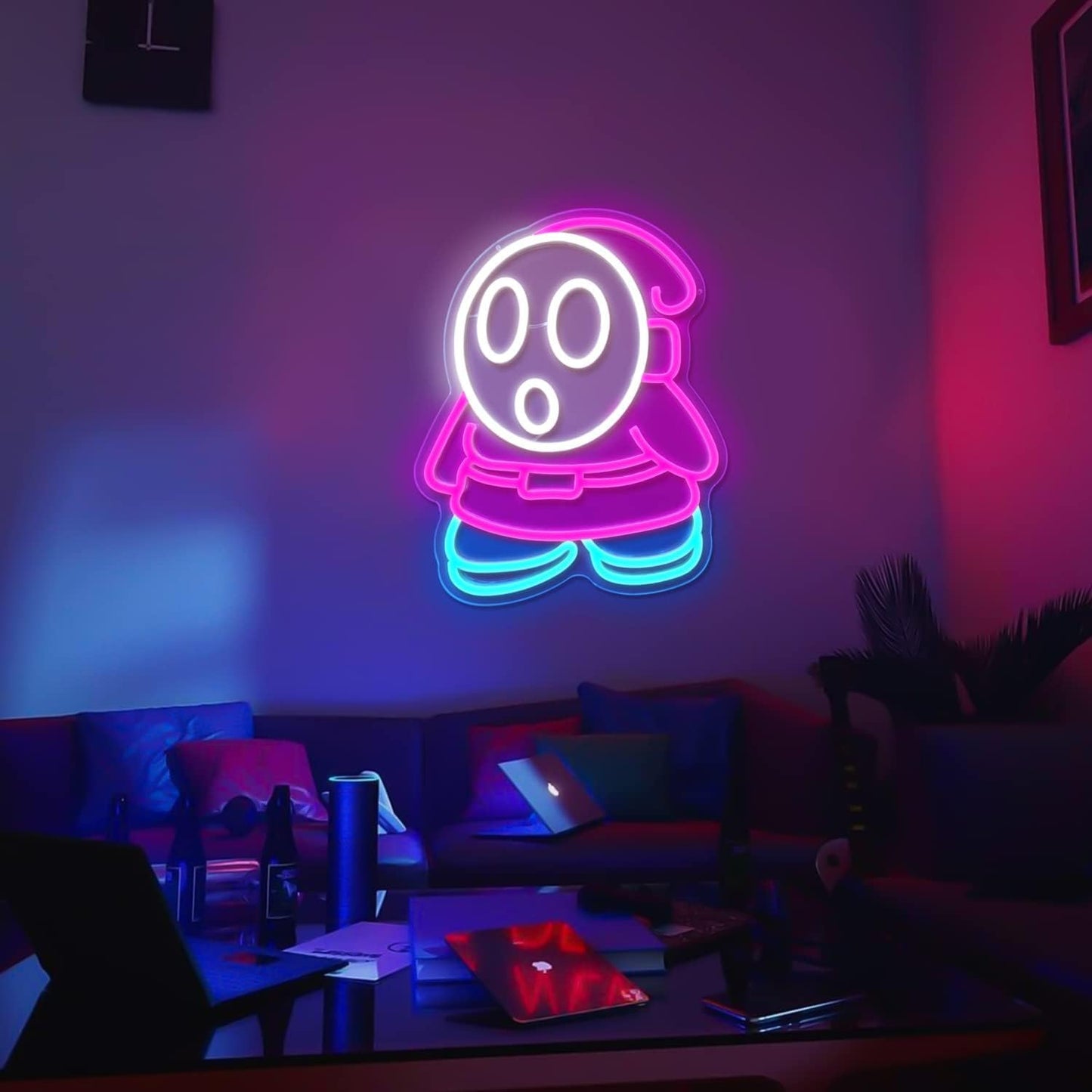 Shy Guy LED Neon Sign - Retro Gaming Wall Decor for Bedroom & Game Room - Deen neon