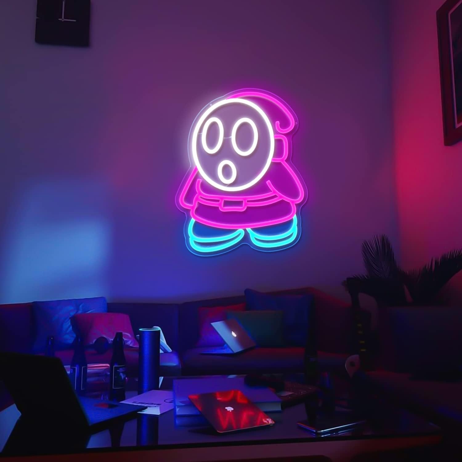 Shy Guy LED Neon Sign - Retro Gaming Wall Decor for Bedroom & Game Room - Deen neon