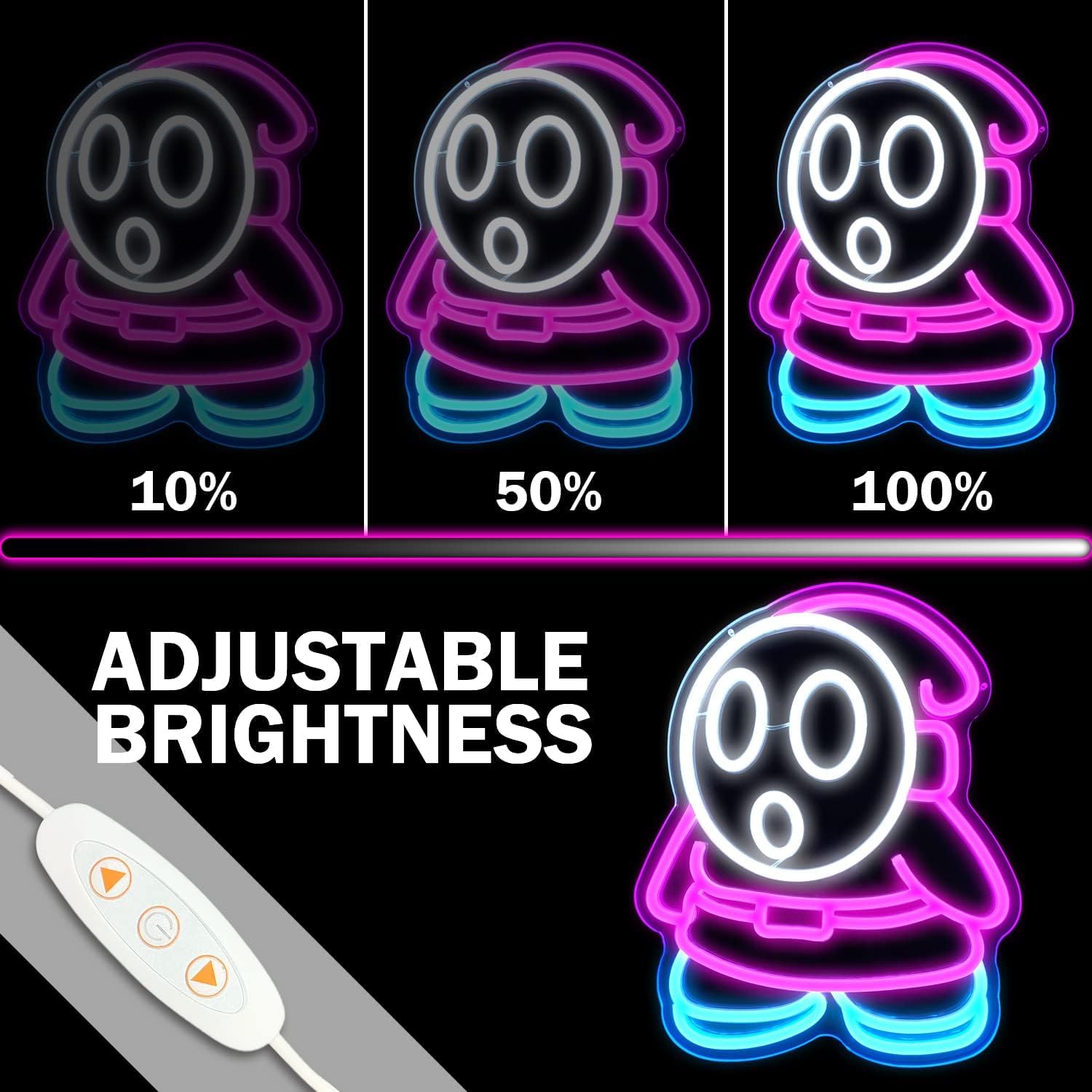 Shy Guy LED Neon Sign - Retro Gaming Wall Decor for Bedroom & Game Room - Deen neon