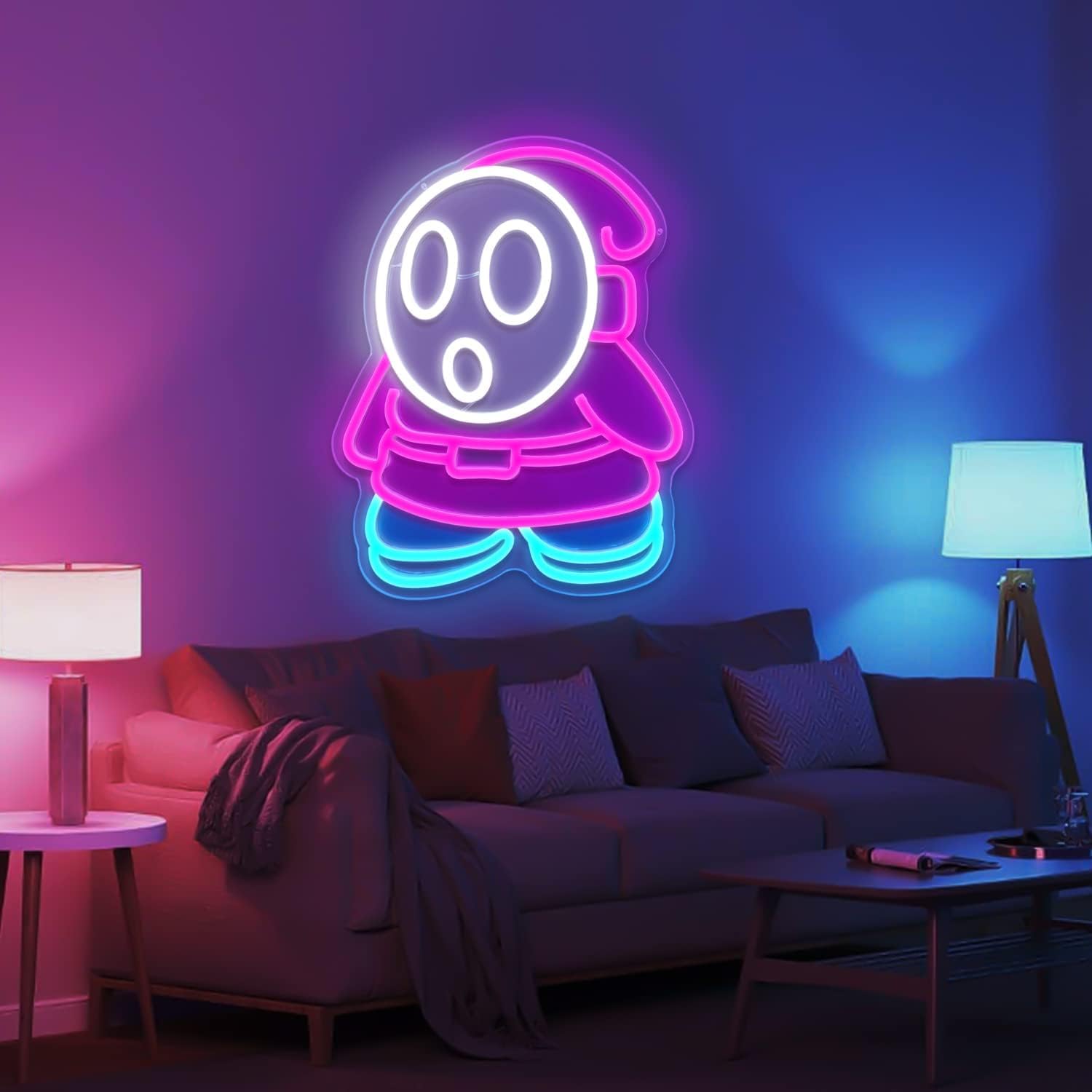 Shy Guy LED Neon Sign - Retro Gaming Wall Decor for Bedroom & Game Room - Deen neon