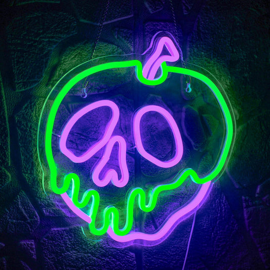 Skull Apple Neon Sign – Edgy Artistic LED Light for Home and Bar Decor