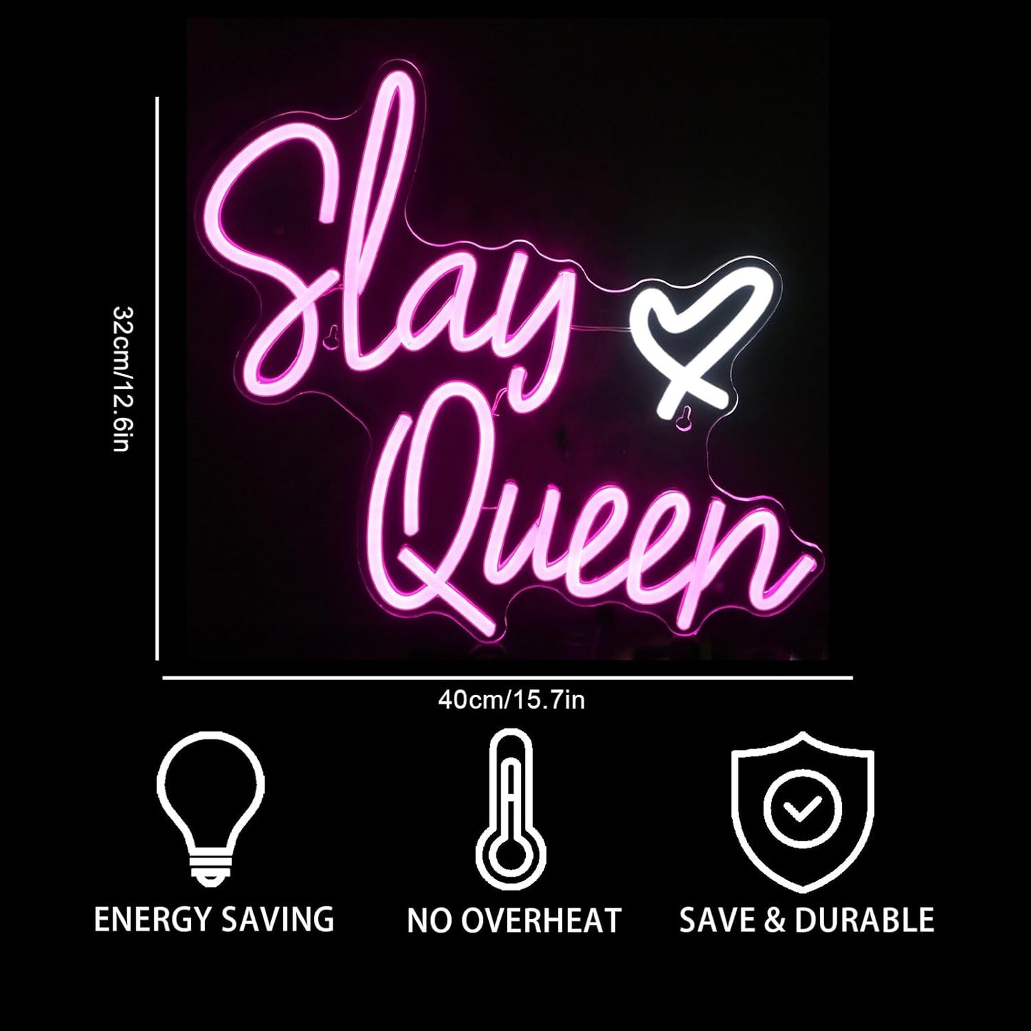 SLAY QUEEN Neon Sign - LED Wall Light for Glam Room & Bedroom Decor