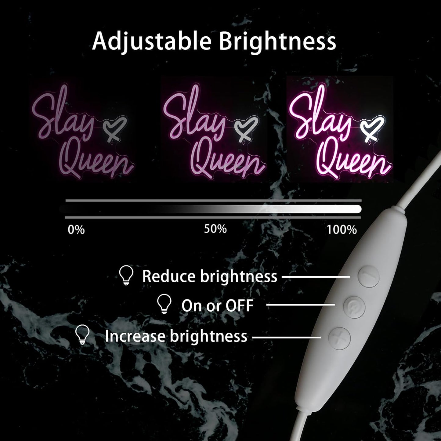 SLAY QUEEN Neon Sign - LED Wall Light for Glam Room & Bedroom Decor