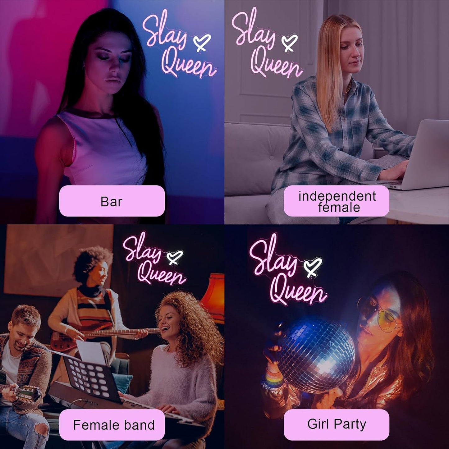 SLAY QUEEN Neon Sign - LED Wall Light for Glam Room & Bedroom Decor