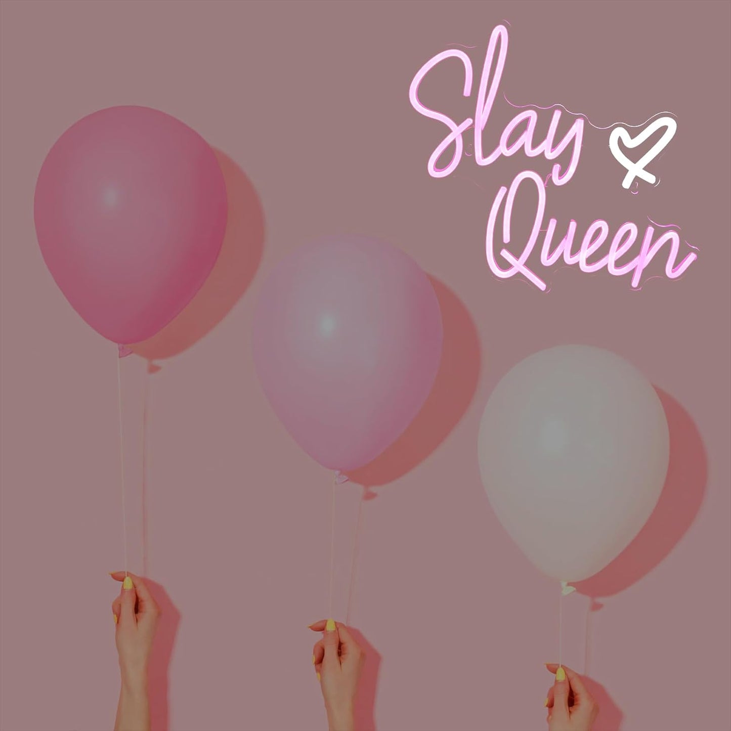 SLAY QUEEN Neon Sign - LED Wall Light for Glam Room & Bedroom Decor