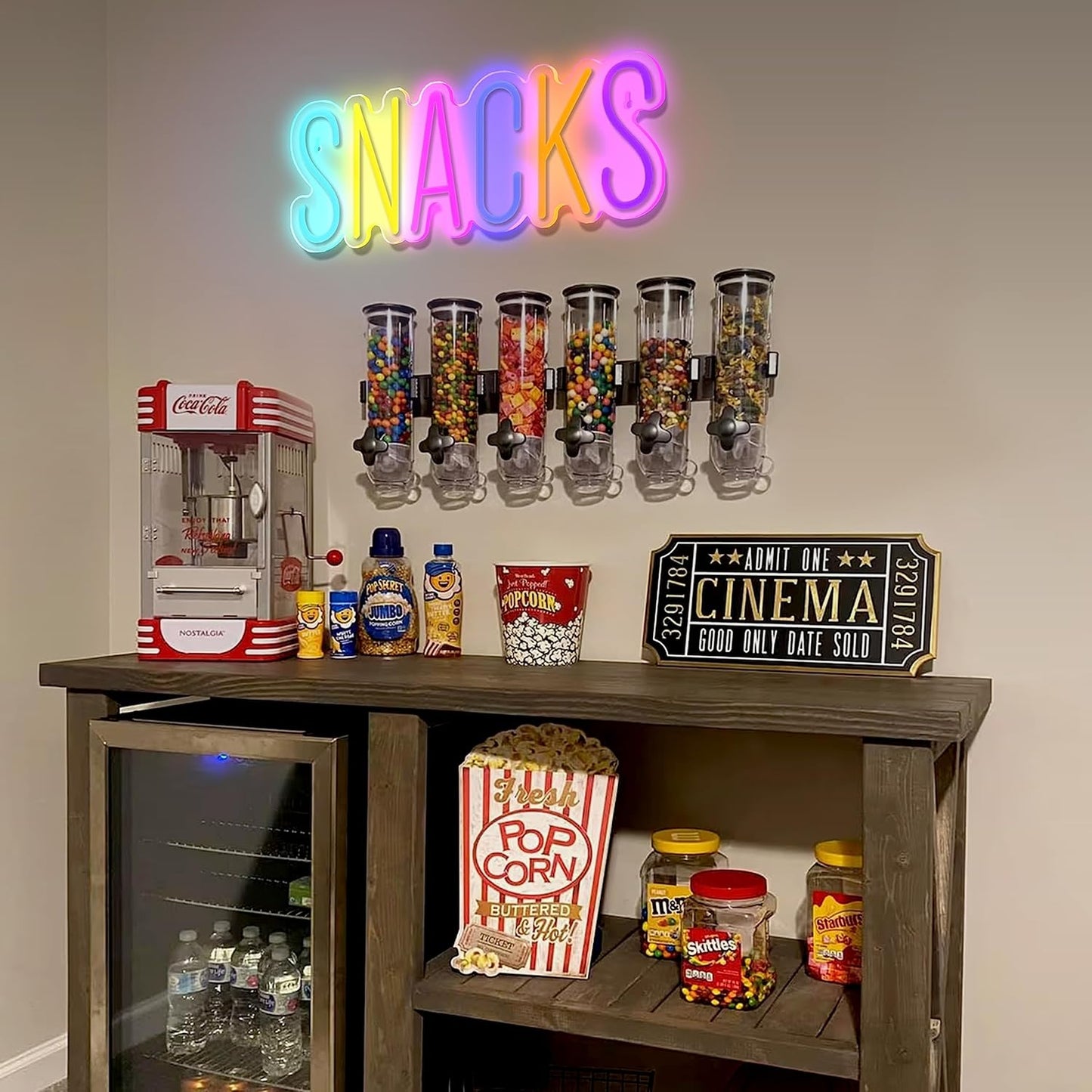 Colorful “Snacks” LED neon light sign for kitchen or snack bar wall decor