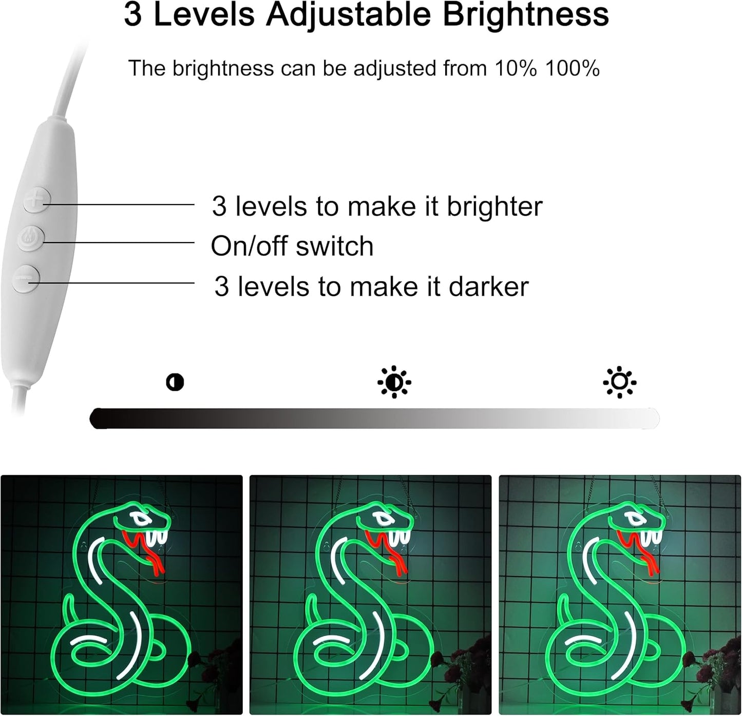 Snake Neon Sign with Flickering Tongue Wall Decor