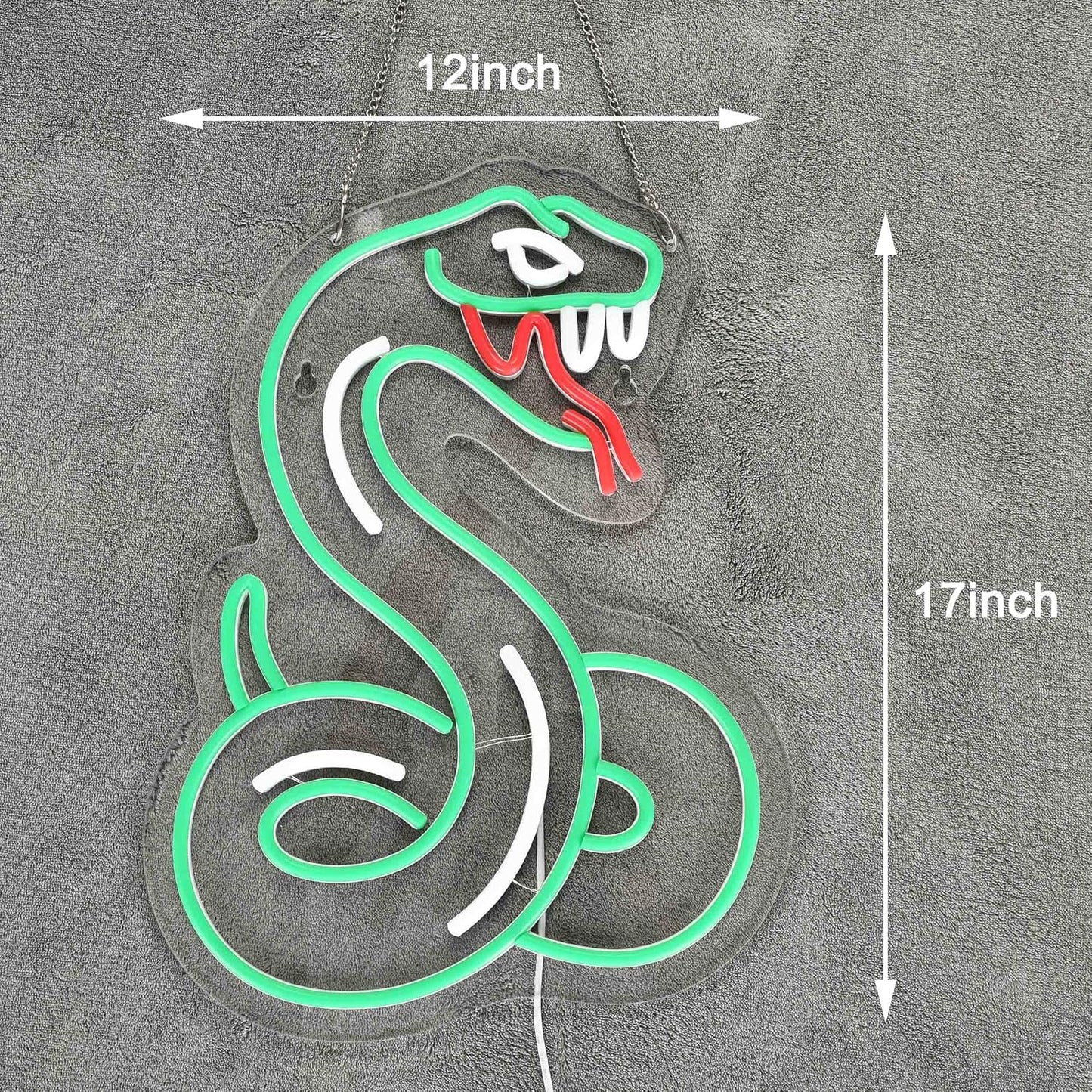 Snake Neon Sign with Flickering Tongue Wall Decor